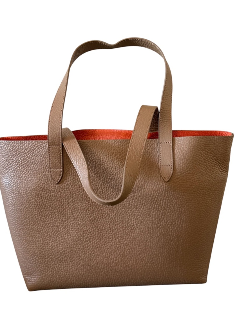 Cuyana Classic Pebbled Leather Tote With Cuyana Organizer Camel Orange